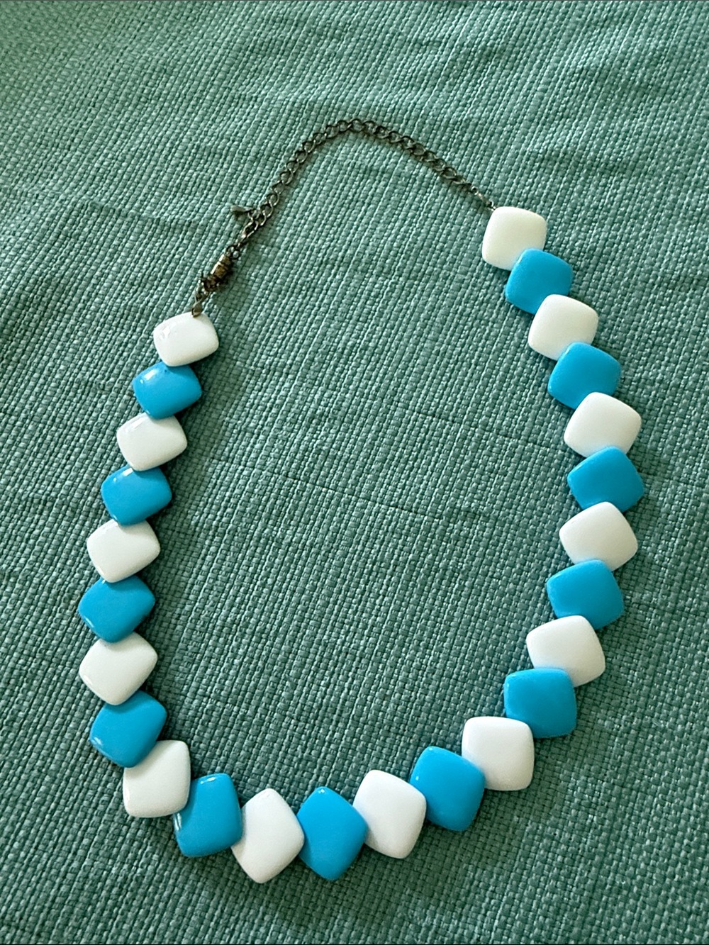 Vintage 1970s Blue and White Beaded Statement Necklace